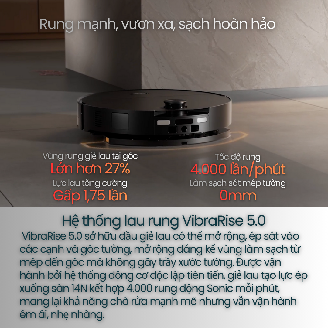 Saros 20 Sonic Hệ thống lau rung VibraRise 5.0 Sonic - Chuẩn mực mới của lau nhà robot