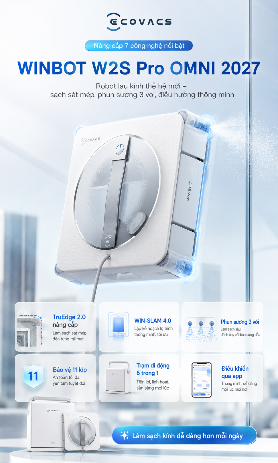 ECOVACS WINBOT W2S Pro OMNI 2027 – Robot lau kính thông minh