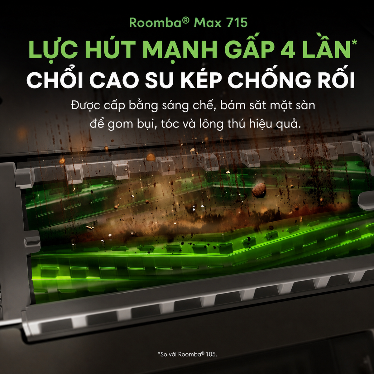 Hai chổi cao su chống rối bám sát mặt sàn