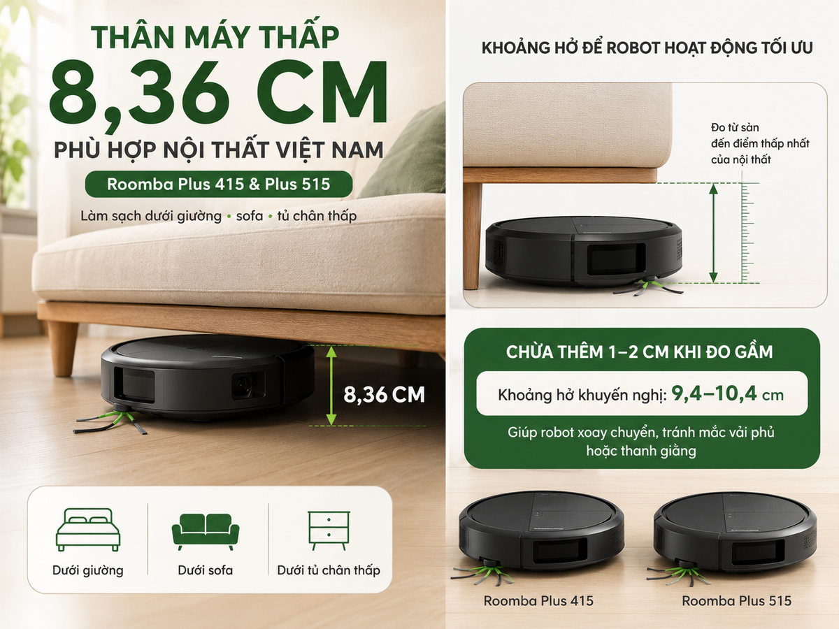 Thân máy thấp, phù hợp nội thất Việt Nam