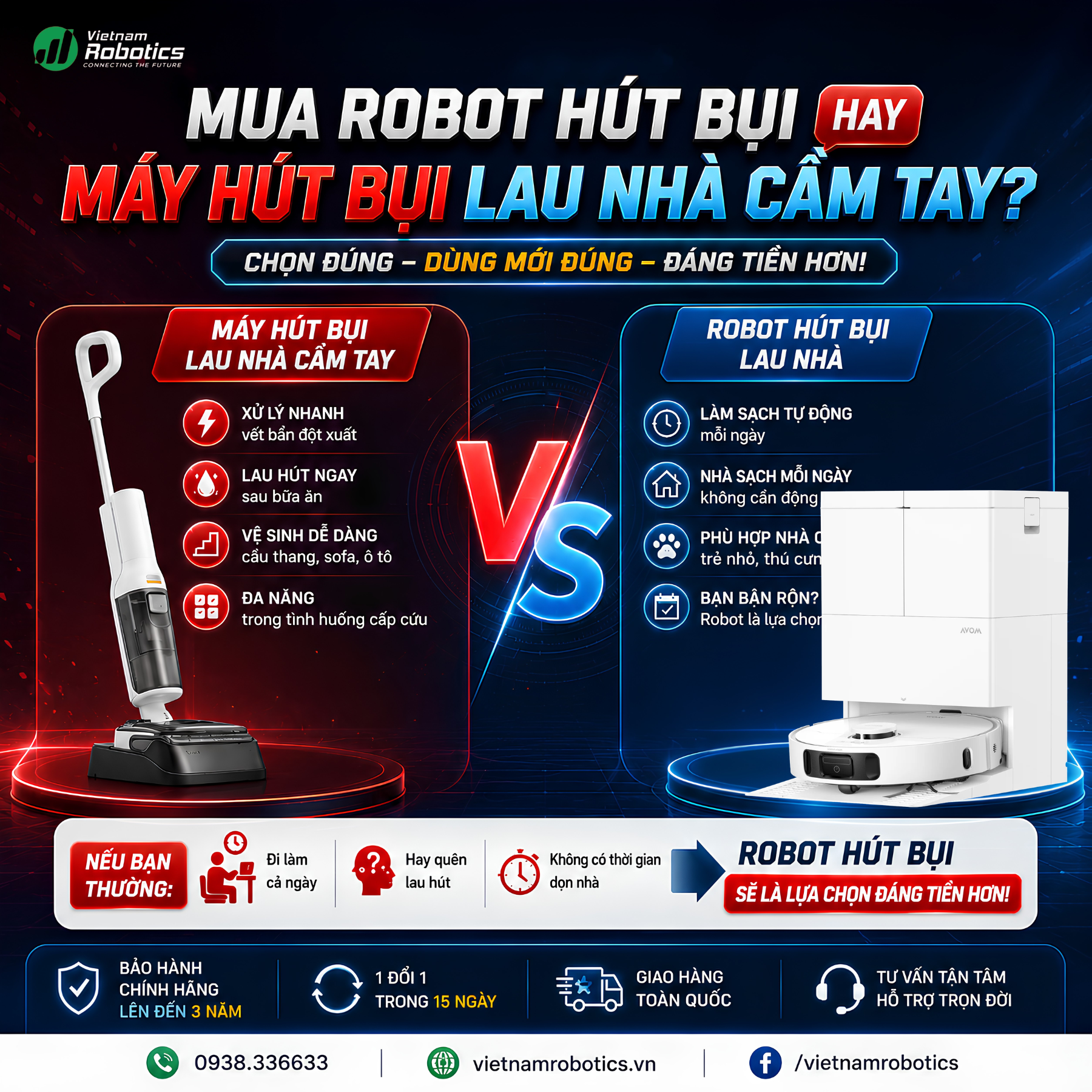 Nên Mua Robot Hút Bụi Hay Máy Hút Bụi Lau Nhà Cầm Tay? [Tư Vấn 2026]