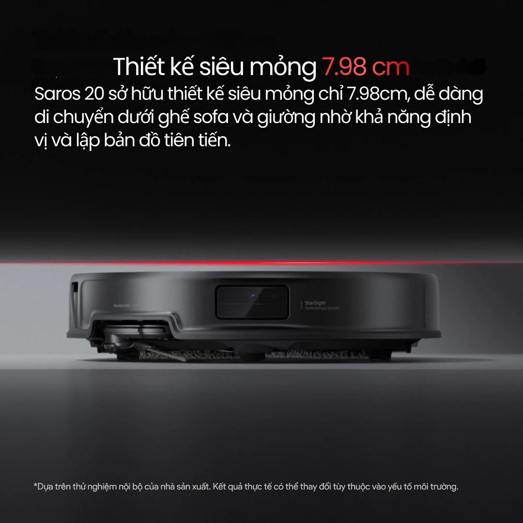 Roborock Saros 20 - Thiết kế siêu mỏng 7.98 cm