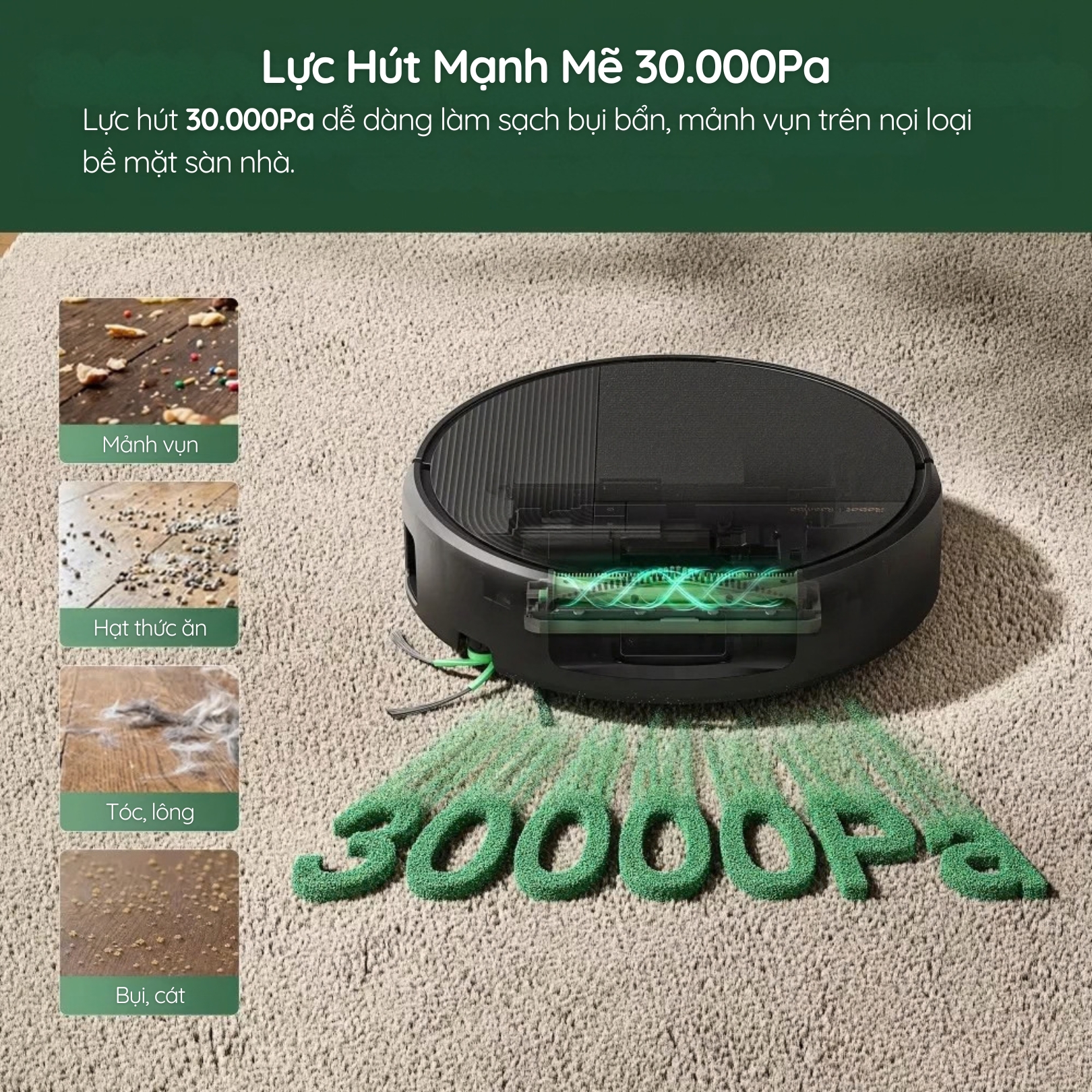 Lực hút 30.000 Pa