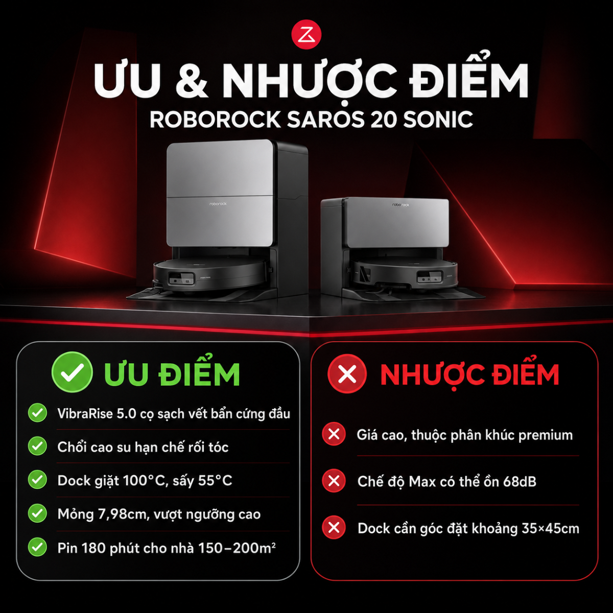 Ưu Và Nhược Điểm Roborock Saros 20 Sonic