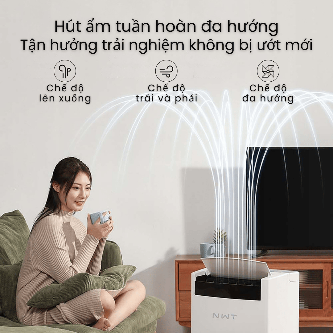 Hút ẩm tuần hoàn đa hướng - Loại bỏ ẩm hiệu quả mọi góc phòng