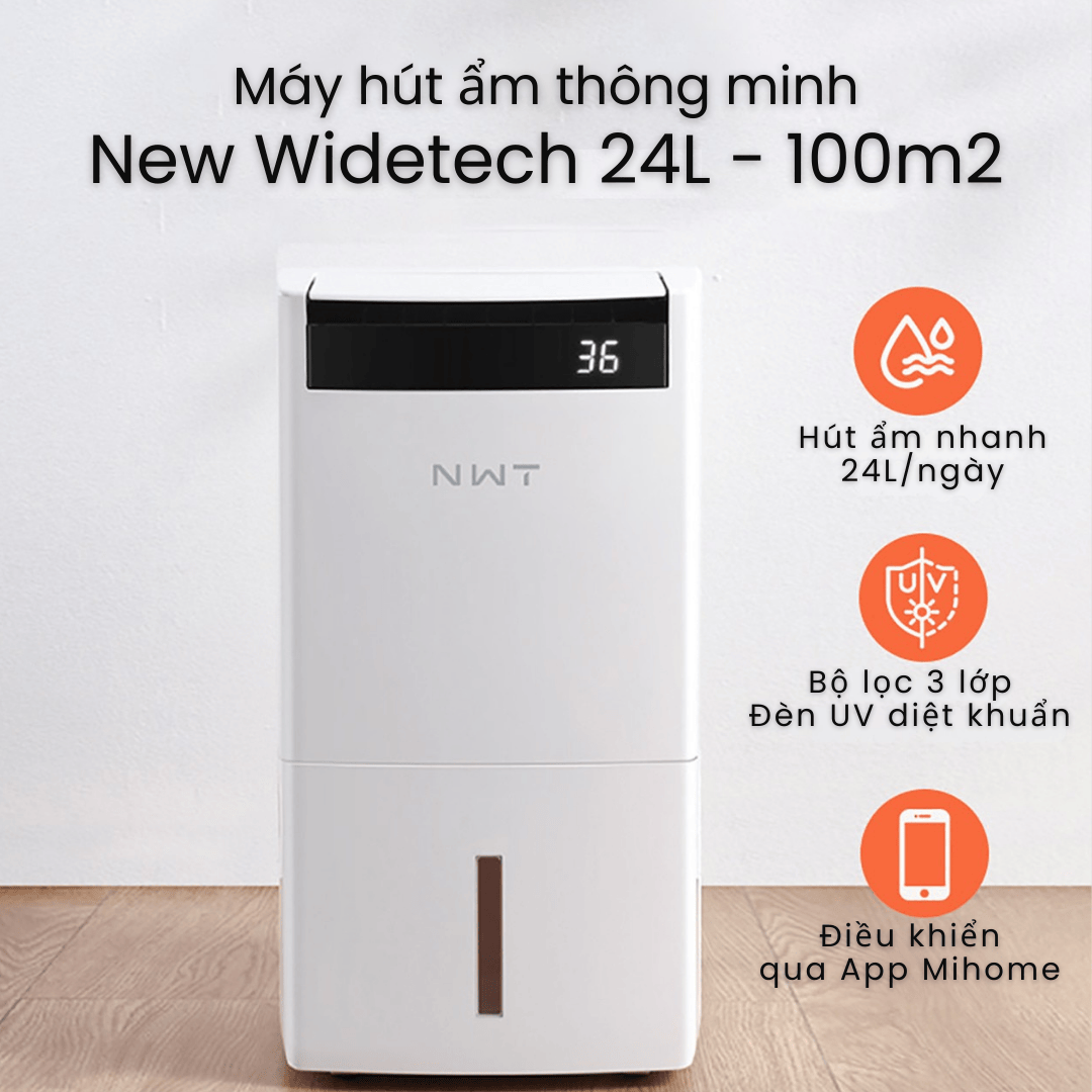 Máy Hút Ẩm Xiaomi New Widetech 24L - 100M2