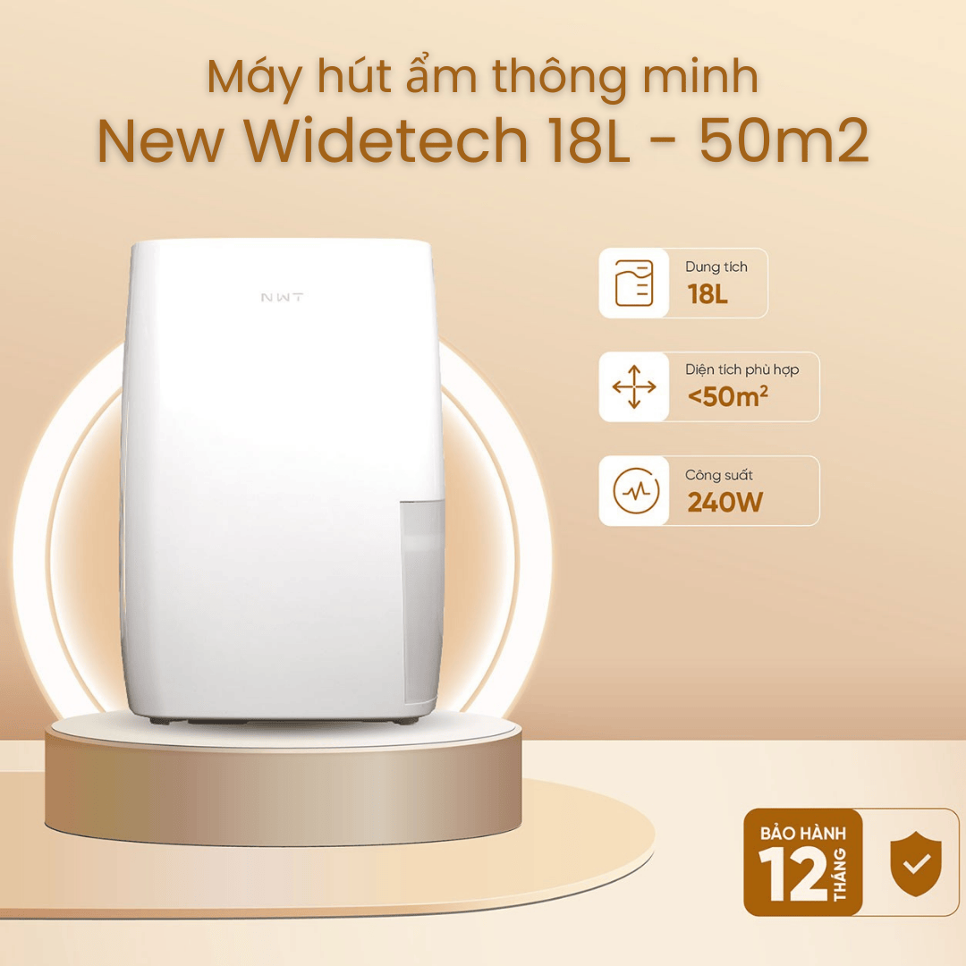 Máy Hút Ẩm Xiaomi New Widetech 18L - 50m2