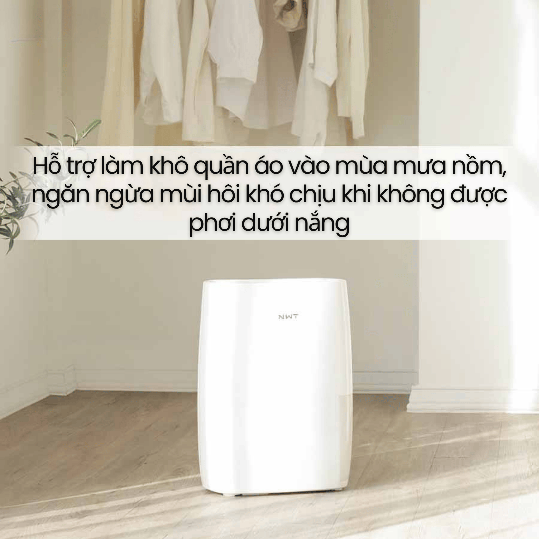 Máy Hút Ẩm Xiaomi New Widetech 18L - hỗ trợ sấy khô quần áo