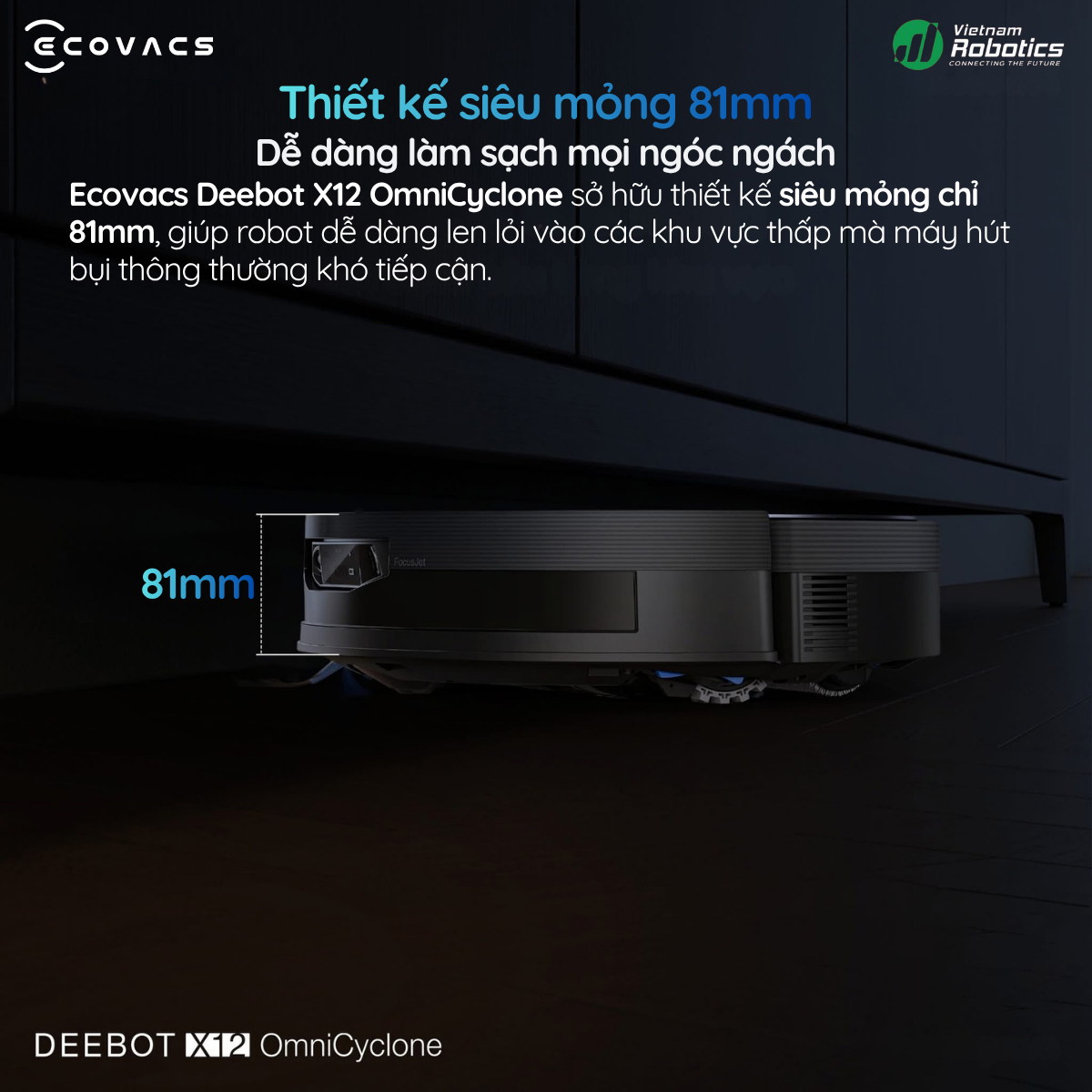 Thiết kế siêu mỏng 81mm Dễ dàng làm sạch mọi ngóc ngách