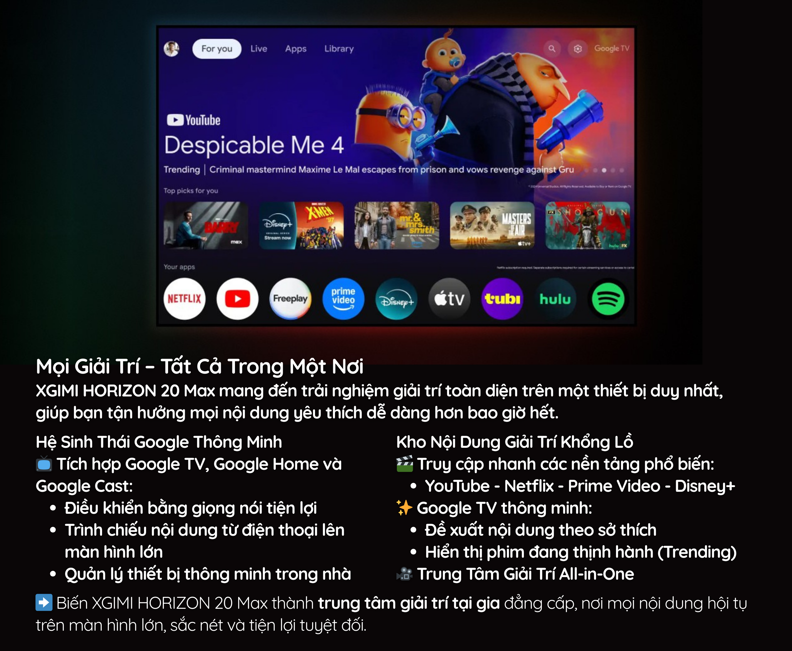 XGIMI HORIZON 20 Max mang đến trải nghiệm giải trí toàn diện trên một thiết bị duy nhất