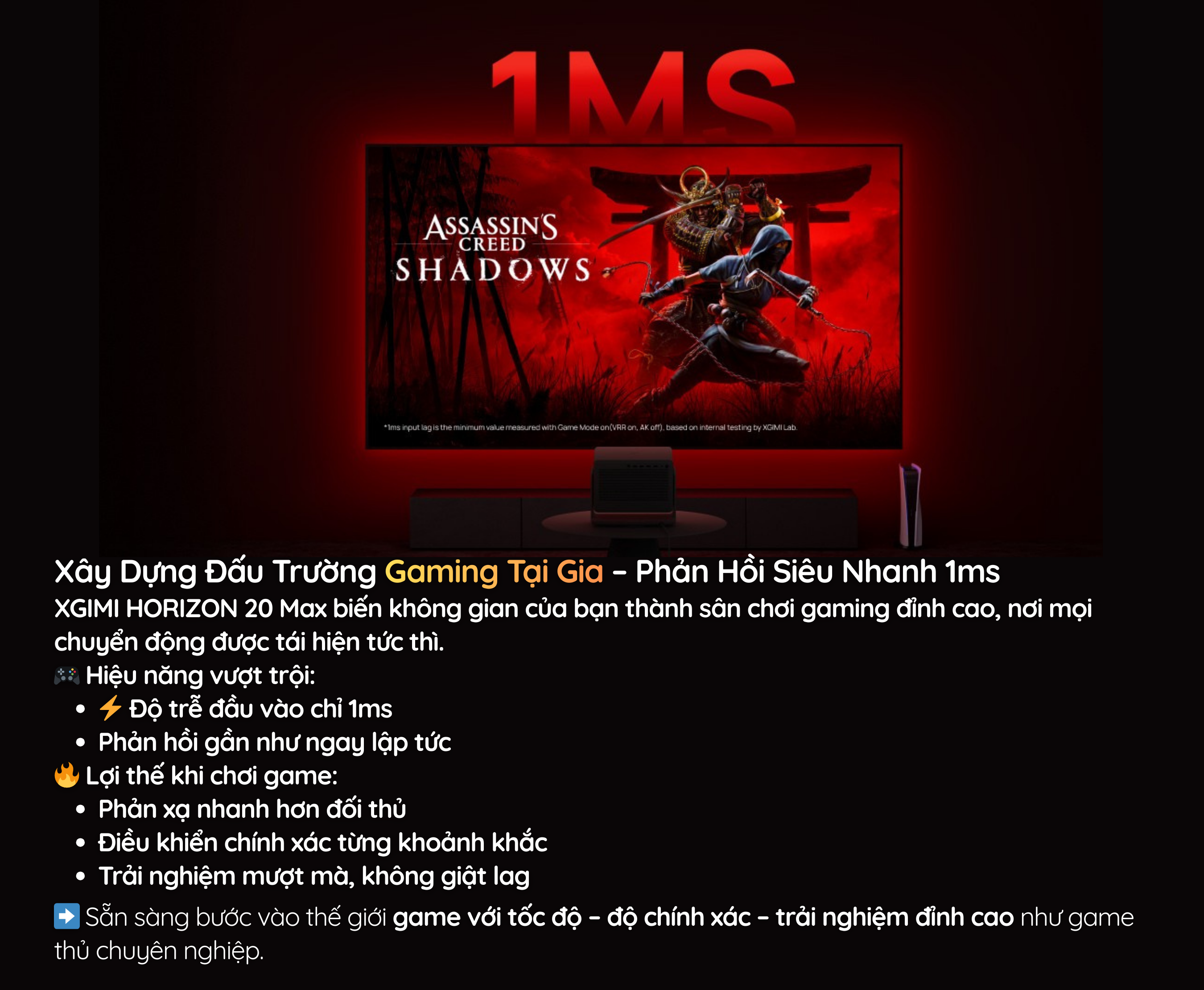 XGIMI HORIZON 20 Max biến không gian của bạn thành sân chơi gaming đỉnh cao