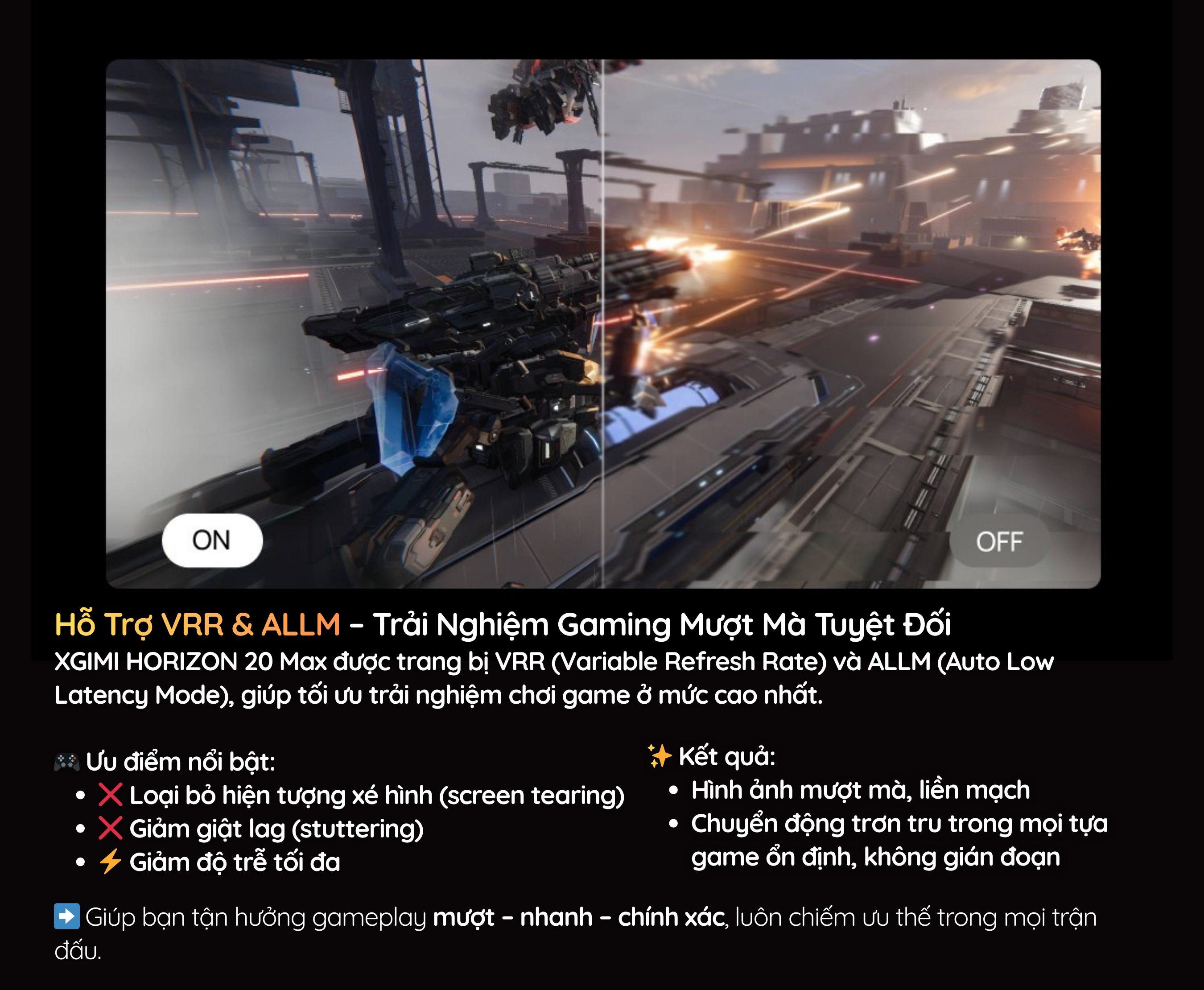 Hỗ Trợ VRR & ALLM – Trải Nghiệm Gaming Mượt Mà Tuyệt Đối