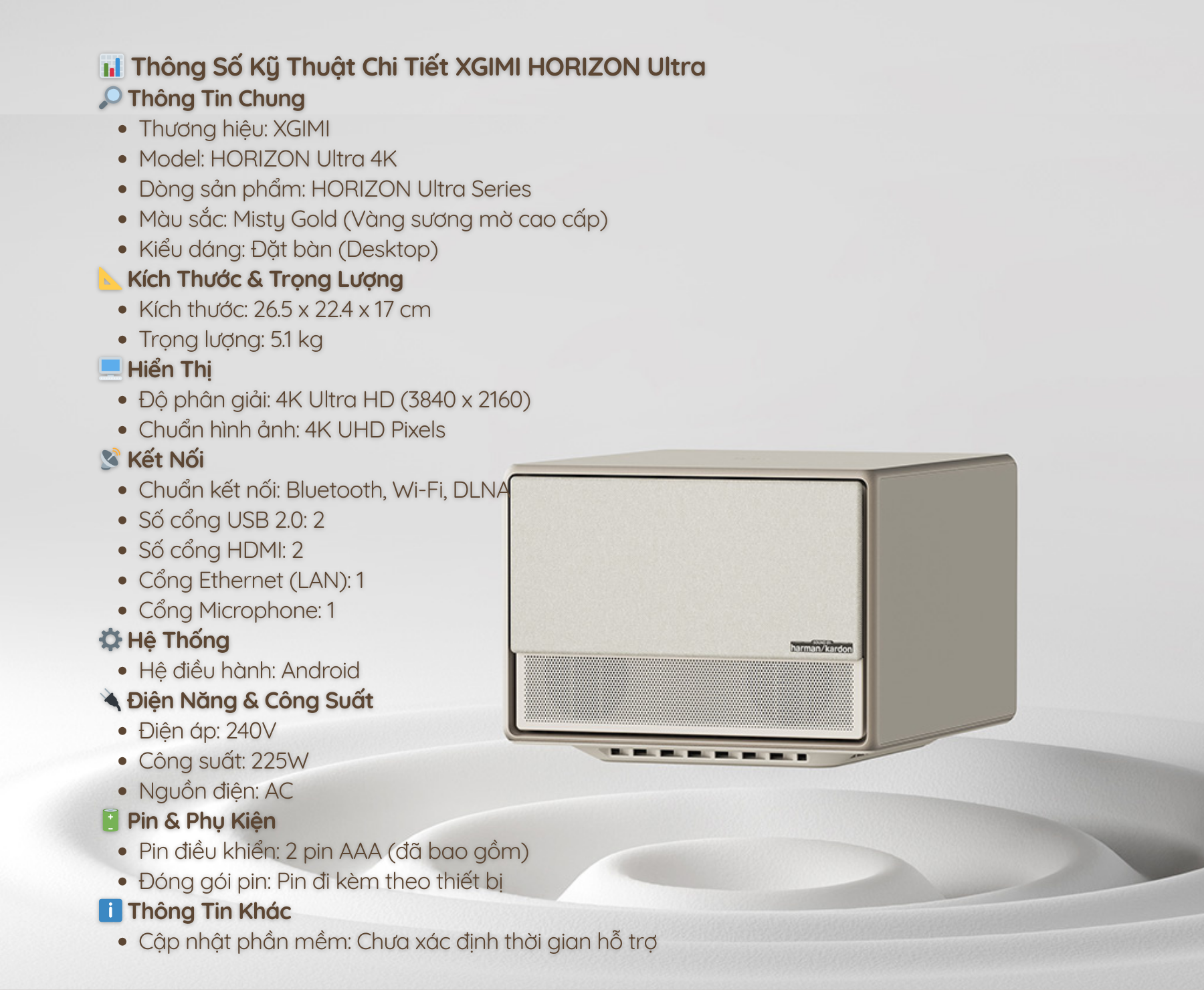 XGIMI HORIZON Ultra 4K - thông số kỹ thuật
