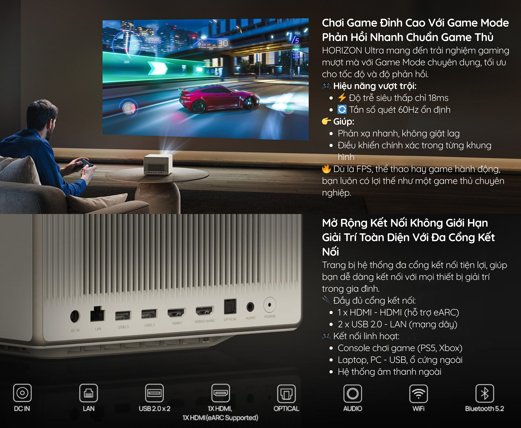 XGIMI HORIZON Ultra 4K - Chơi Game Đỉnh Cao Với Game Mode Phản Hồi Nhanh Chuẩn Game Thủ