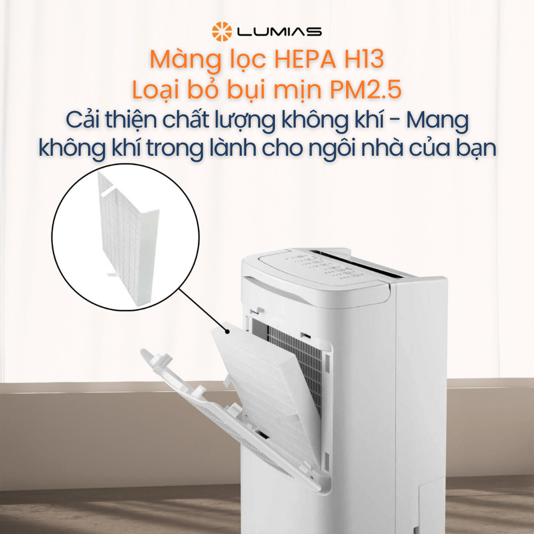 Màng lọc HEPA H13 - Hút ẩm kết hợp lọc sạch không khí