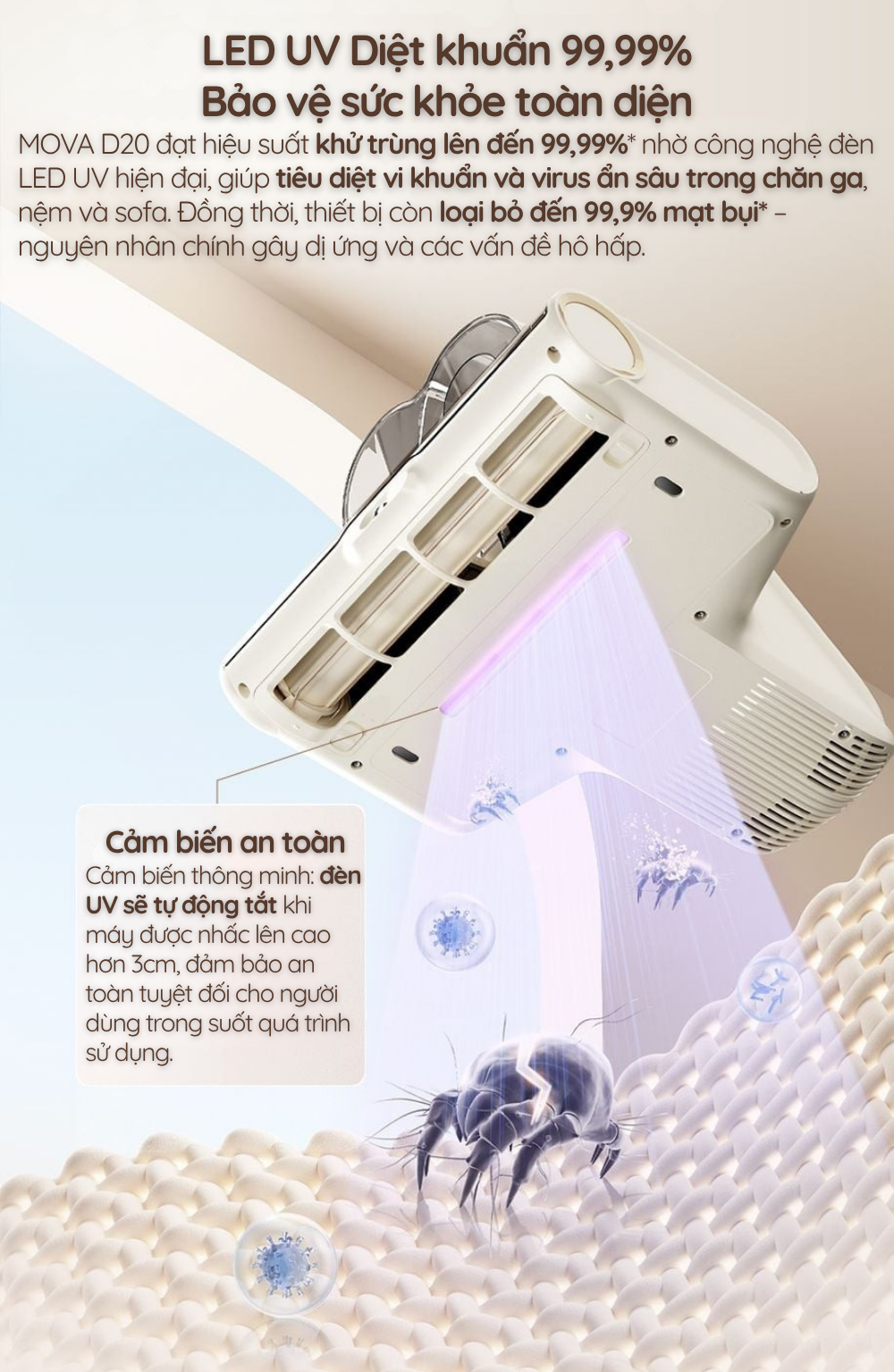 LED UV Diệt khuẩn 99,99% Bảo vệ sức khỏe toàn diện