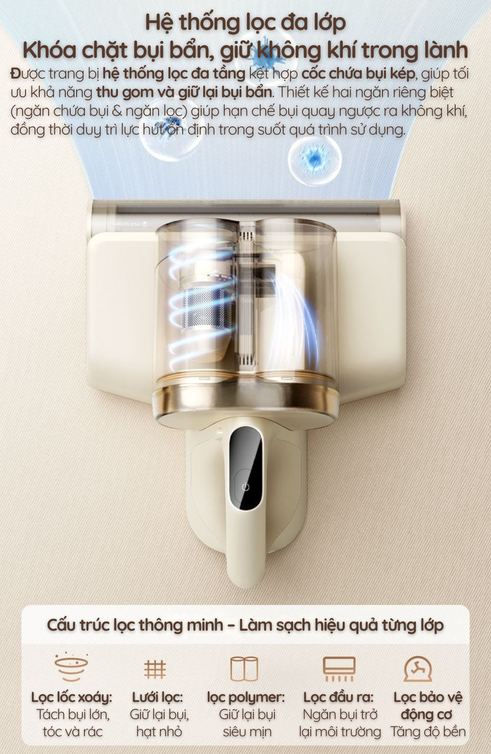 Hệ thống lọc đa lớp Khóa chặt bụi bẩn, giữ không khí trong lành