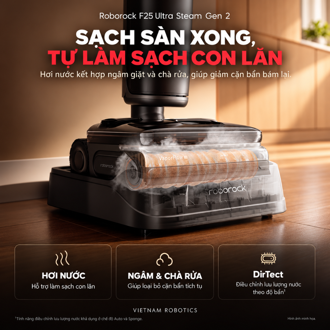 Roborock F25 Ultra Steam Gen 2 | Máy Lau Sàn Hơi Nước
