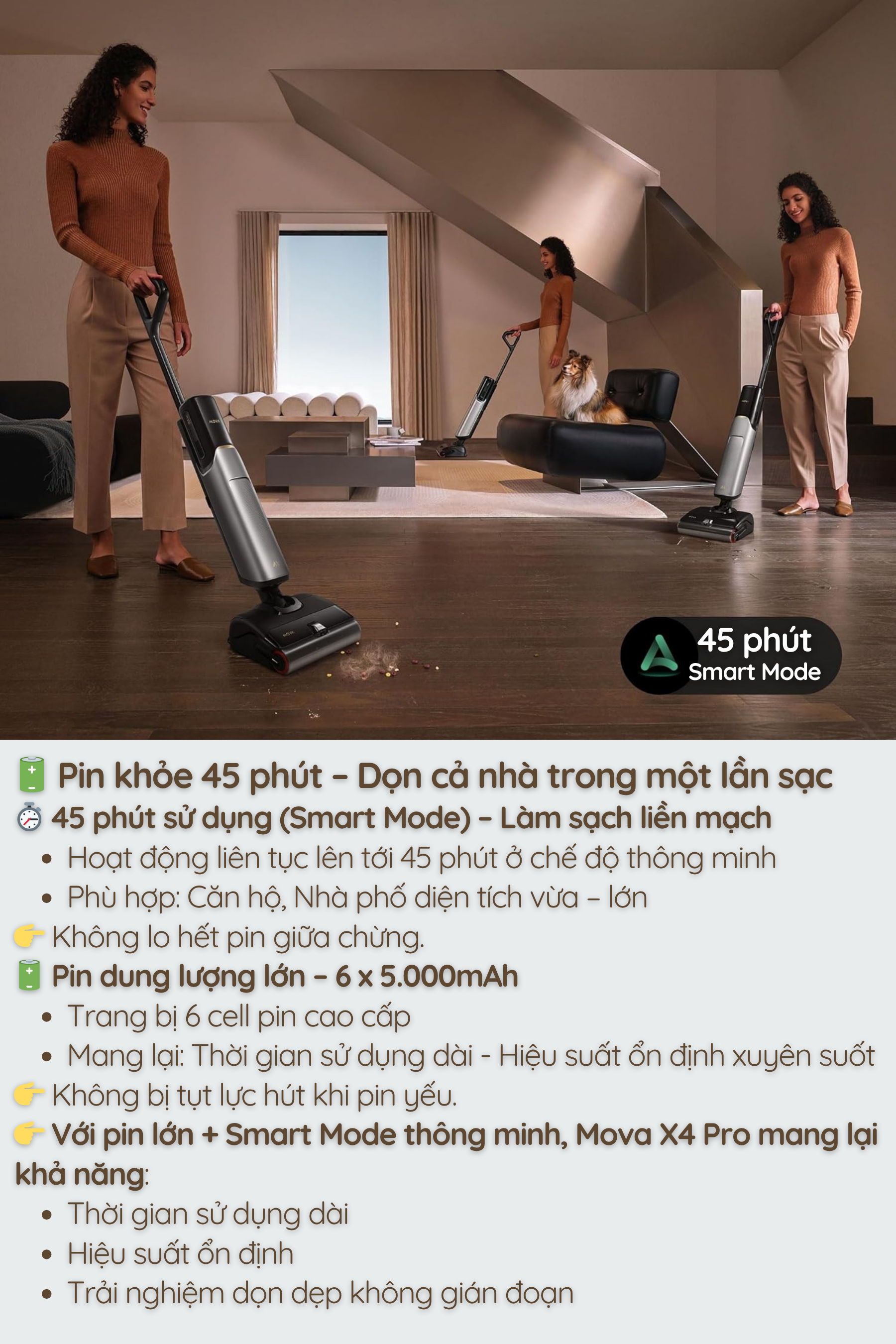 Pin khỏe 45 phút – Dọn cả nhà trong một lần sạc