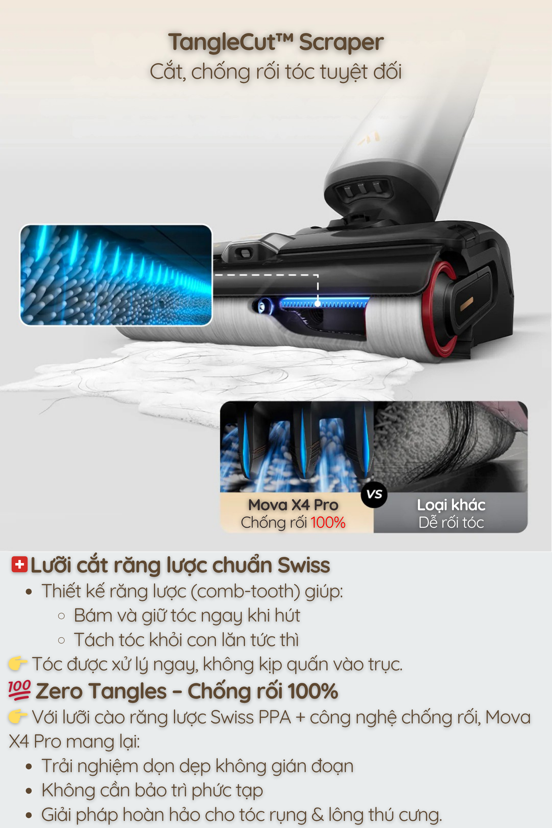 TangleCut™ Scraper Cắt, chống rối tóc tuyệt đối