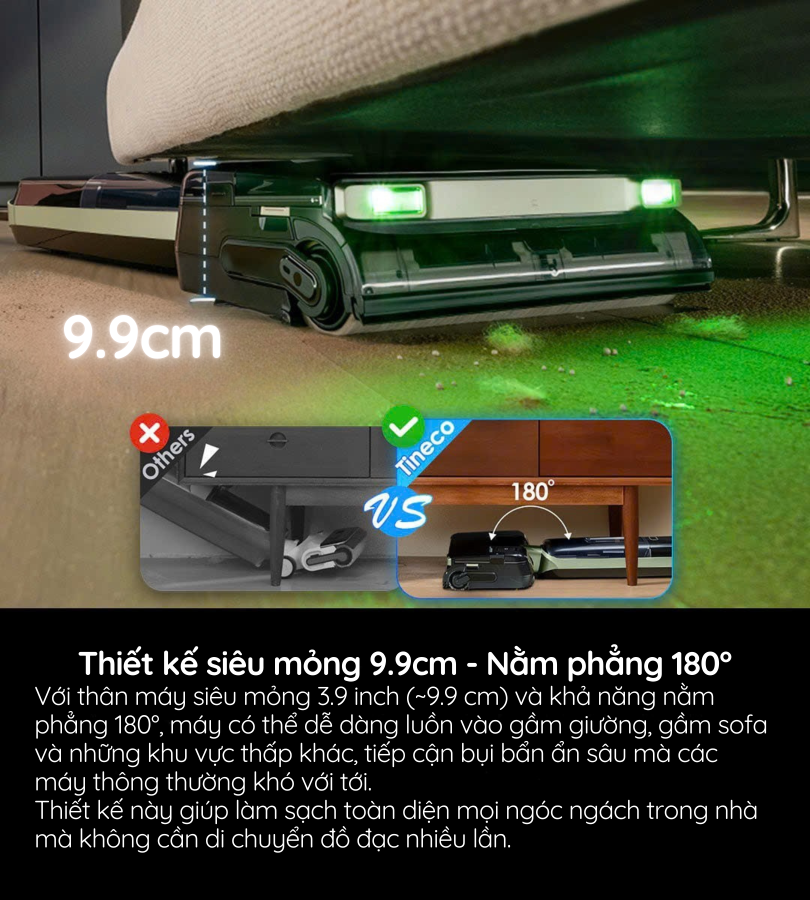 Thiết kế siêu mỏng 9.9cm - Nằm phẳng 180°