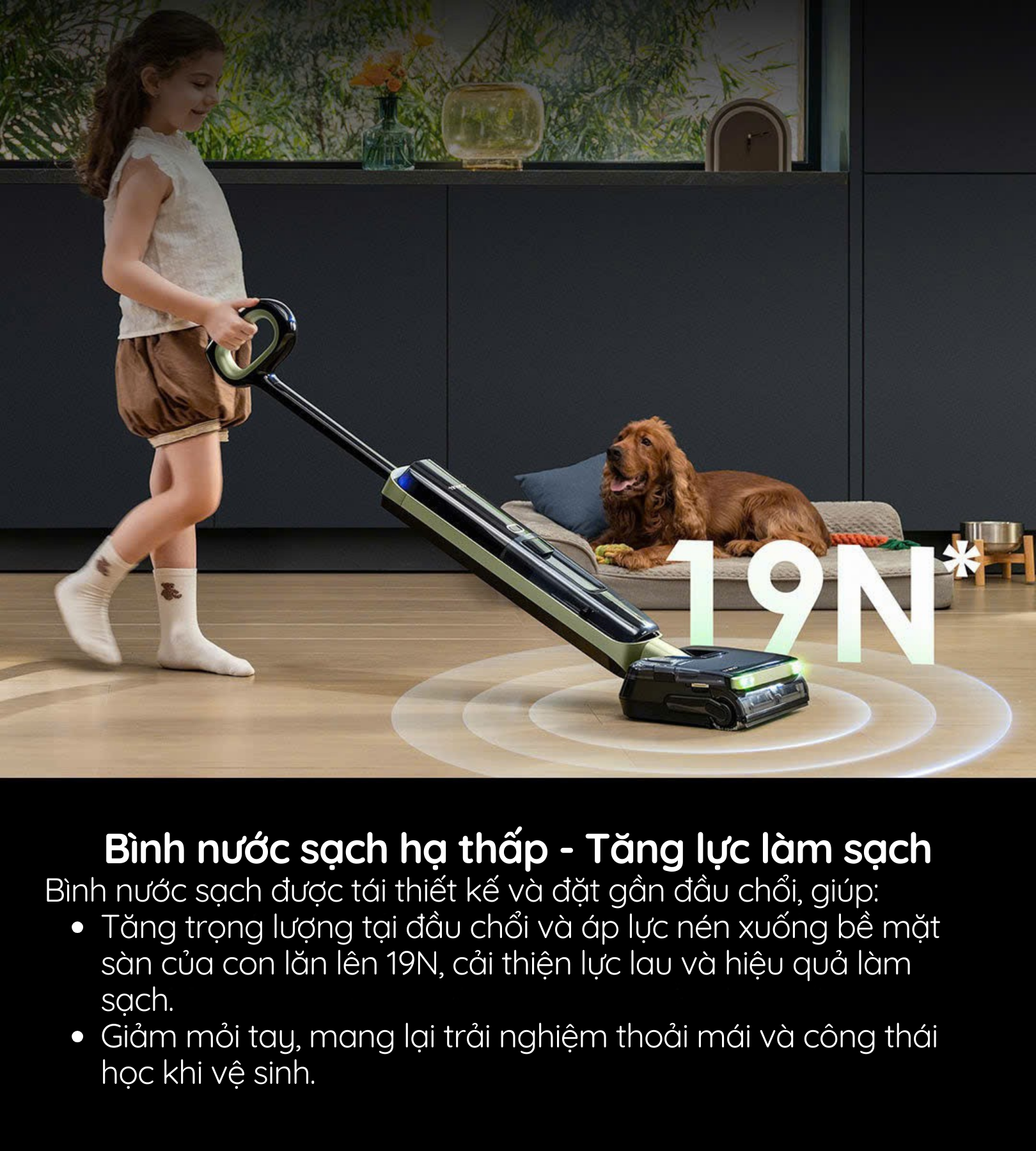 Bình nước sạch hạ thấp - Tăng lực làm sạch