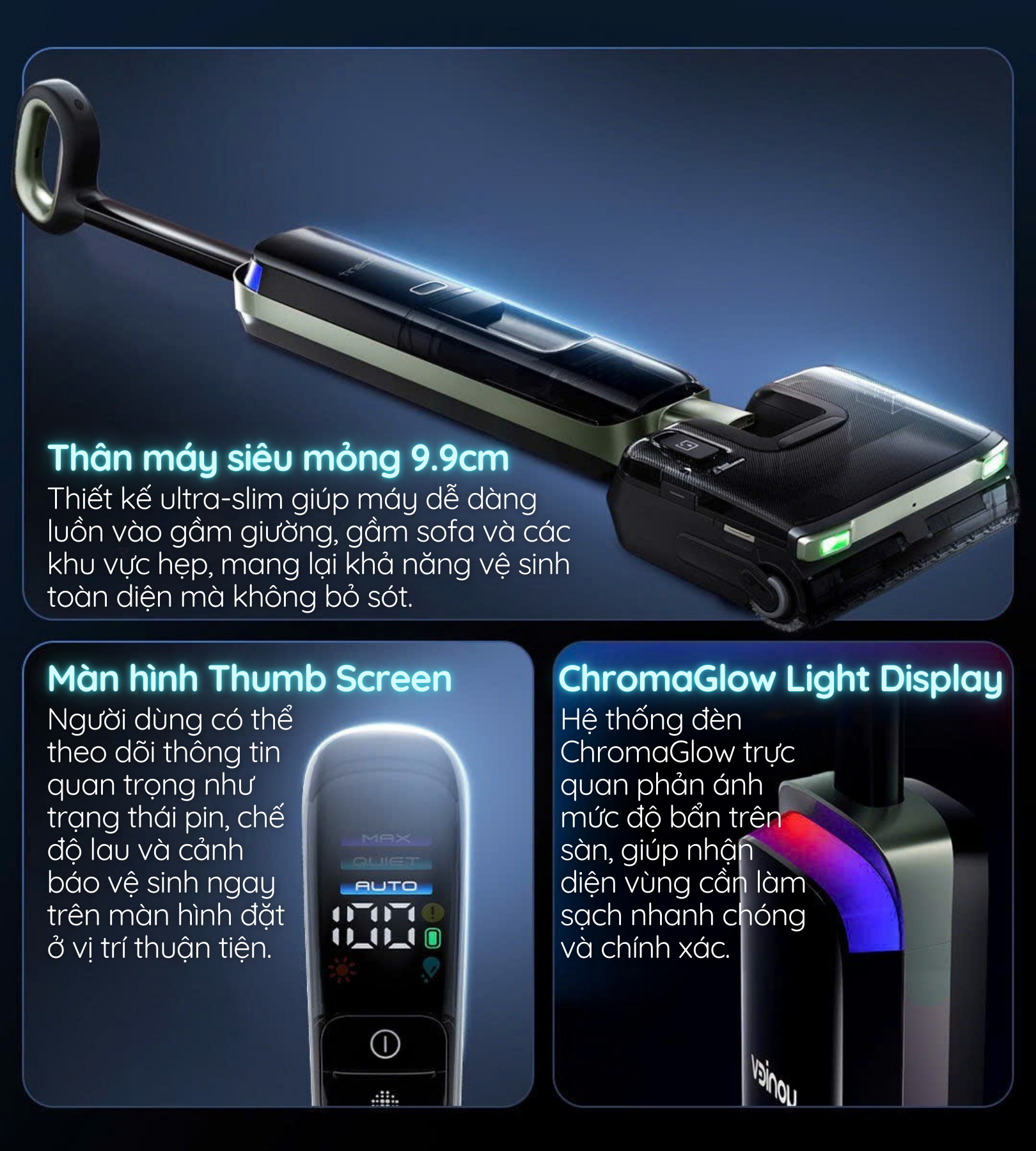 Thân máy siêu mỏng 9.9cm - Màn hình Thumb Screen