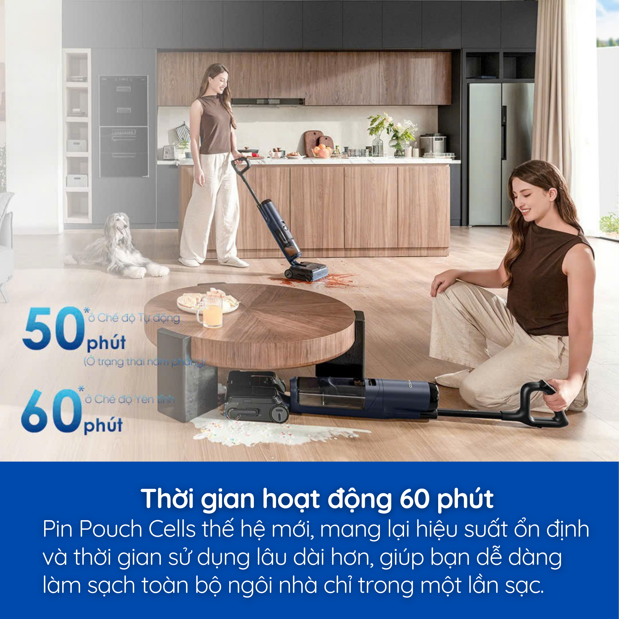 Tineco FLOOR ONE S7 Max Pro - Thời gian hoạt động 60 phút