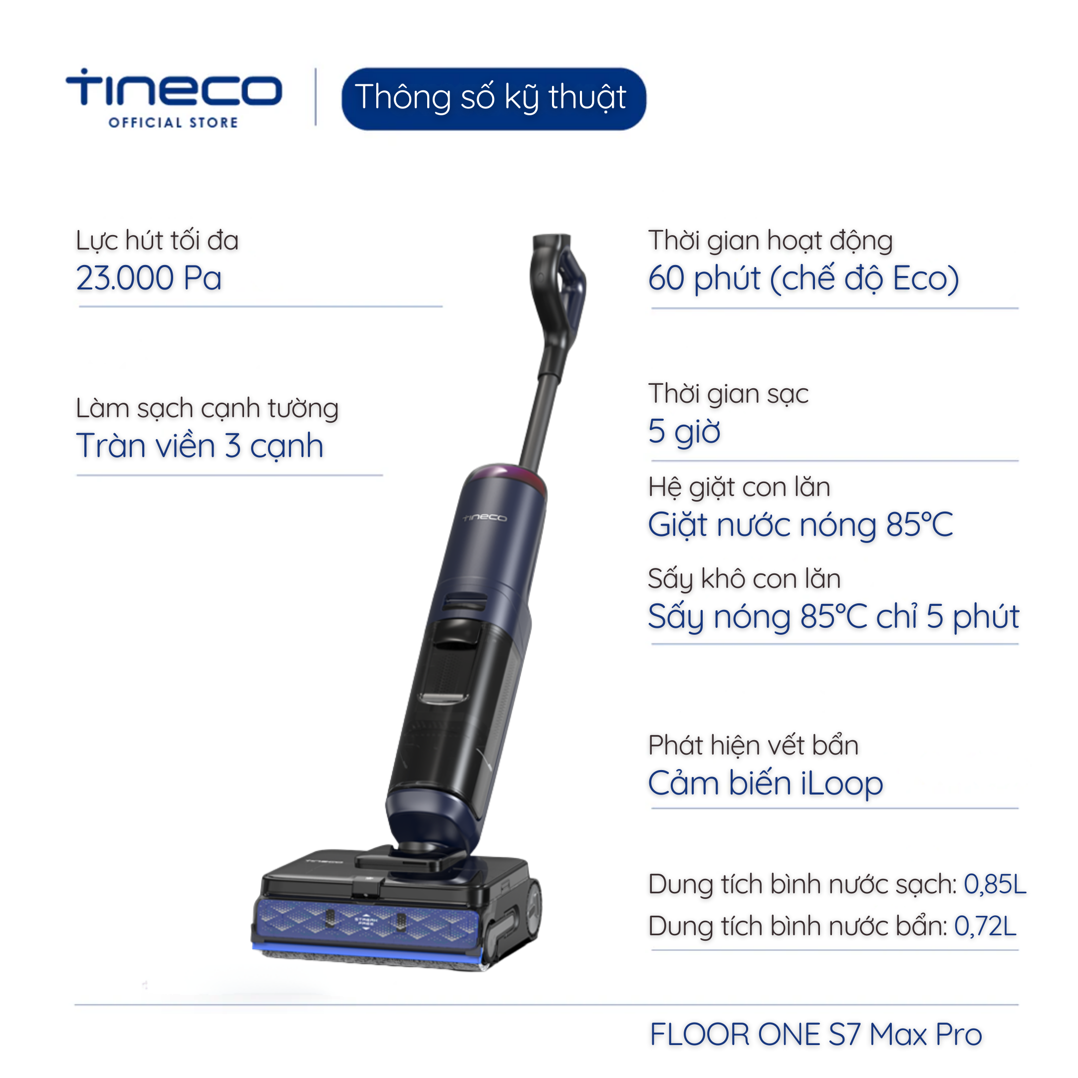 Tineco FLOOR ONE S7 Max Pro - thông số kỹ thuật