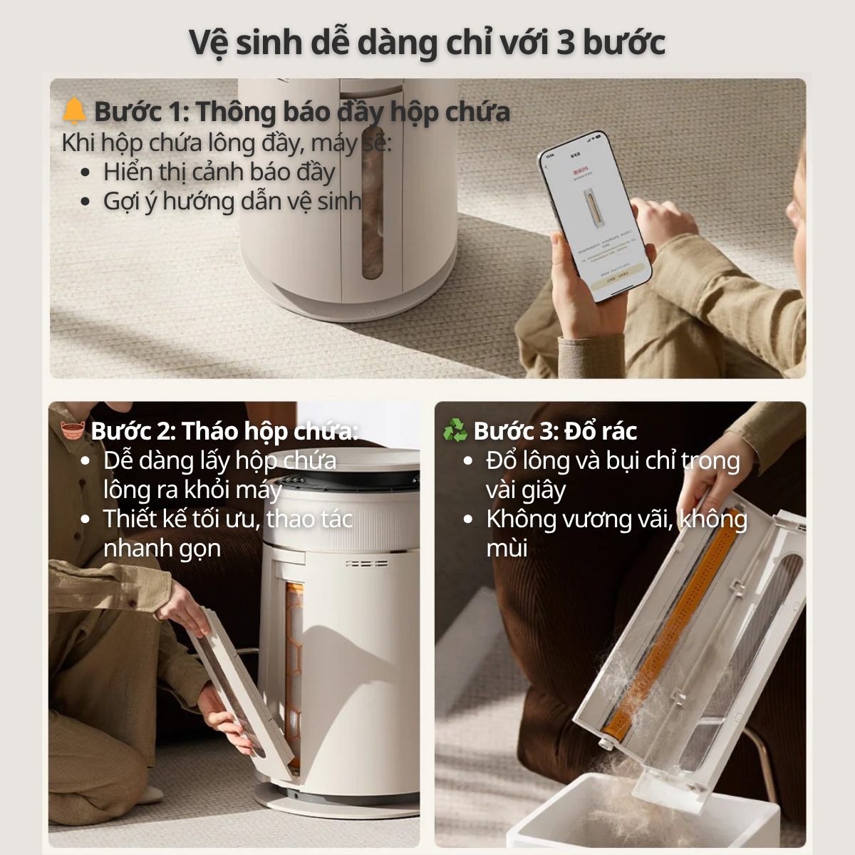 Máy lọc không khí Dreame FP10 Pet - Vệ sinh dễ dàng chỉ với 3 bước