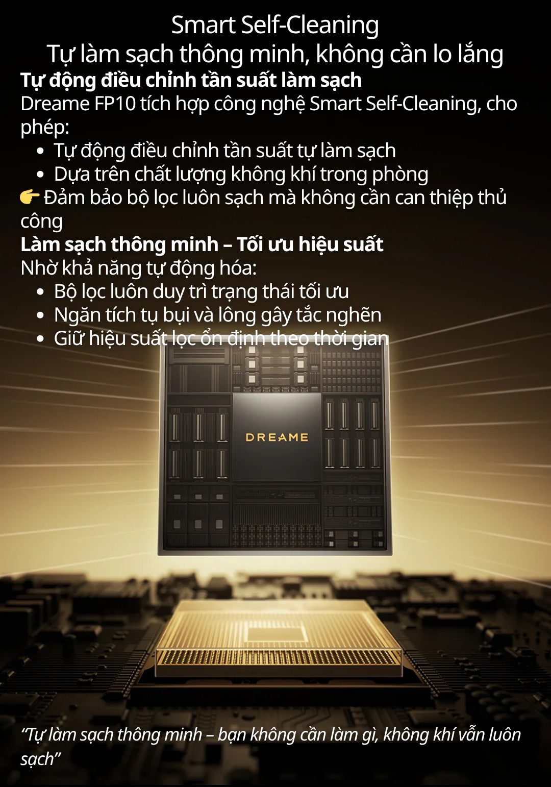 Tự làm sạch thông minh – bạn không cần làm gì, không khí vẫn luôn sạch