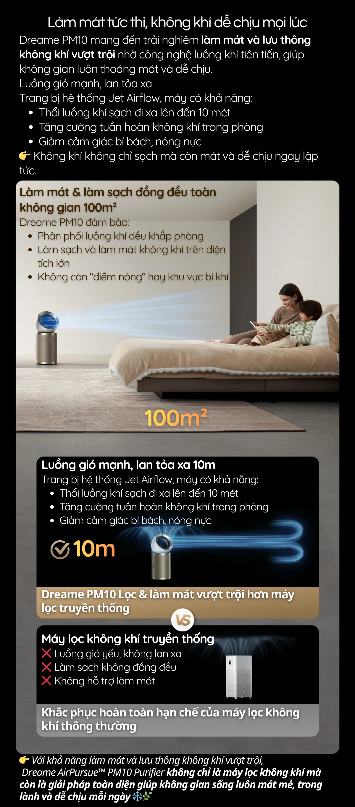 Dreame PM10 mang đến trải nghiệm làm mát và lưu thông không khí vượt trội nhờ công nghệ luồng khí tiên tiến