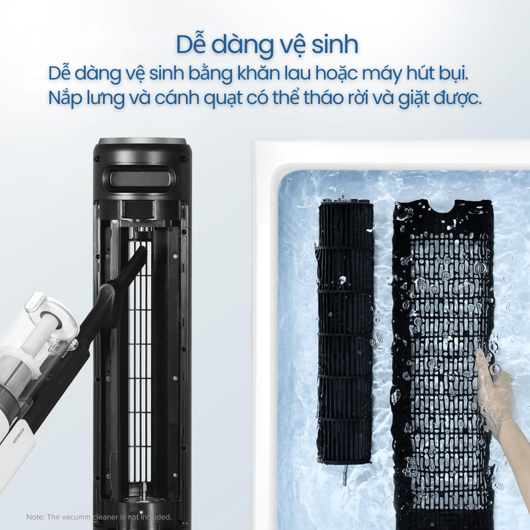 Nắp lưng và cánh quạt tháo rời, dễ giặt, giúp vệ sinh và bảo trì quạt