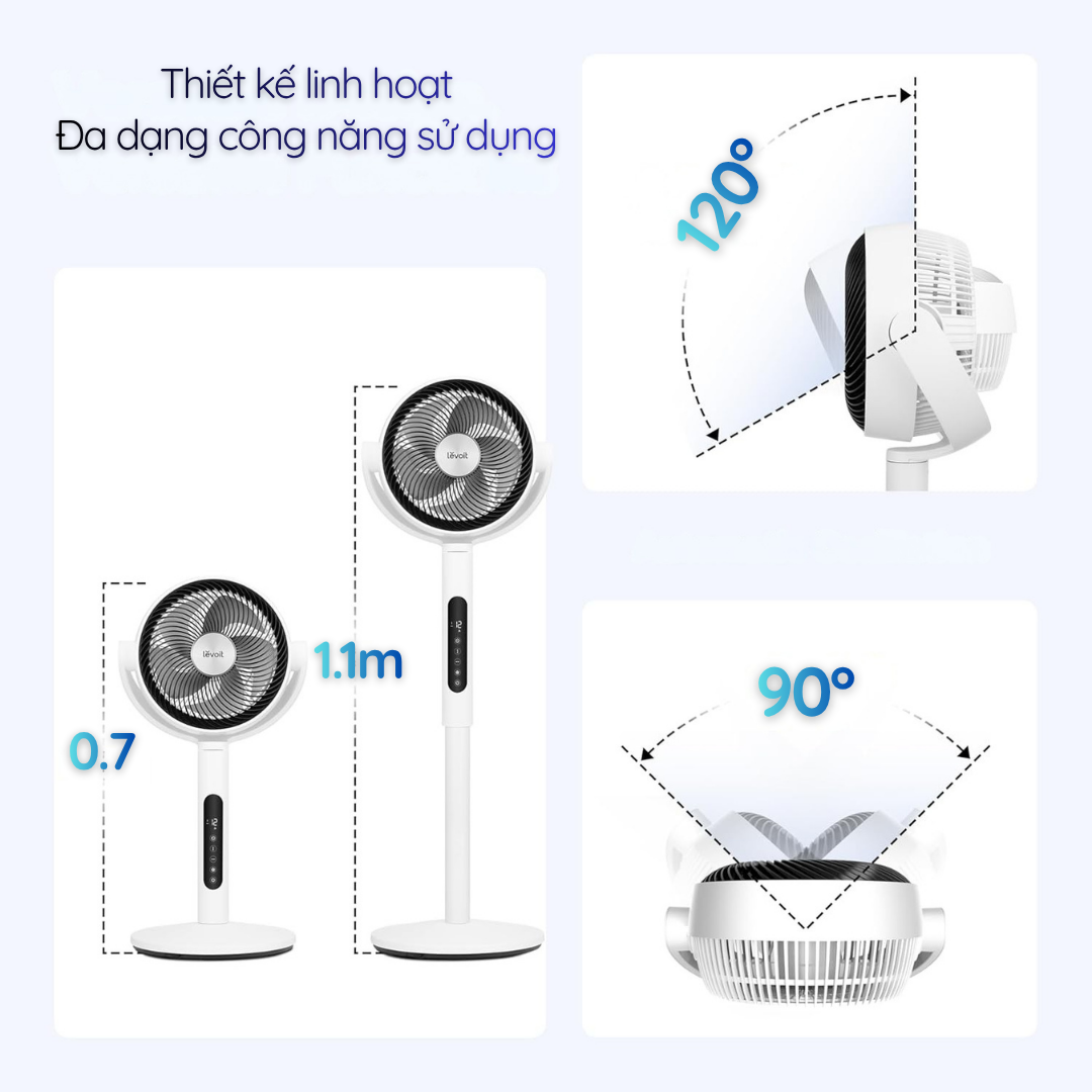 Quạt tuần hoàn Levoit sở hữu thiết kế thông minh, dễ dàng thích nghi với nhiều nhu cầu sử dụng khác nhau