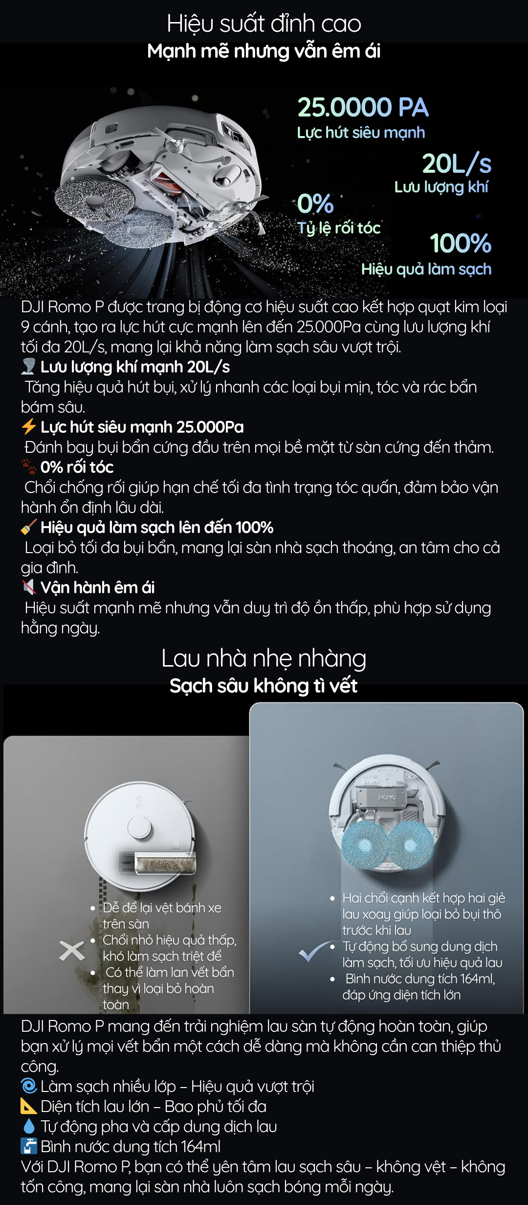DJI Romo P - Hiệu suất đỉnh cao Mạnh mẽ nhưng vẫn êm ái
