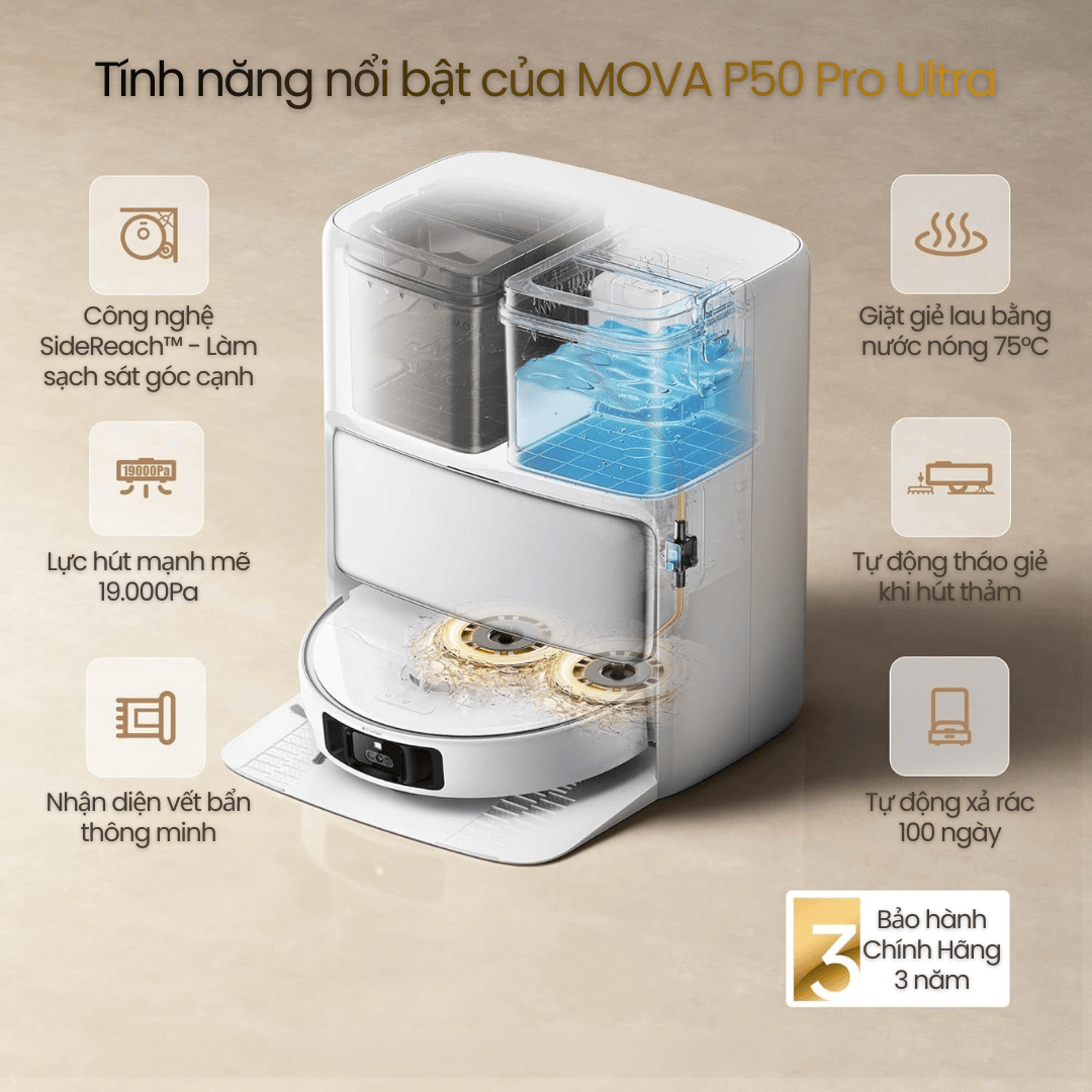 Mova P50 Ultra - Tự đổ rác 75 ngày – Hoàn toàn rảnh tay