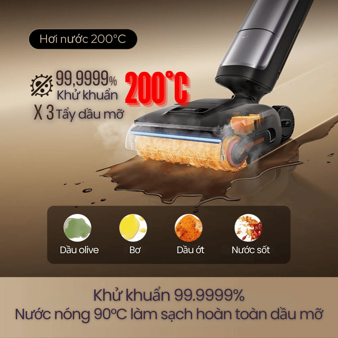 Hơi nước siêu nhiệt 200℃ - diệt khuẩn 99.999%