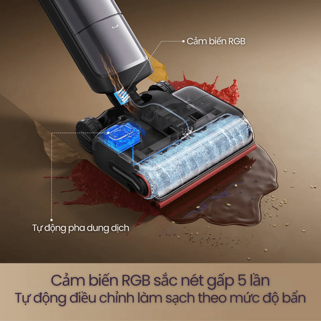 Dreame H16 Pro Steam - Cảm biến bụi RGB & Tự pha dung dịch