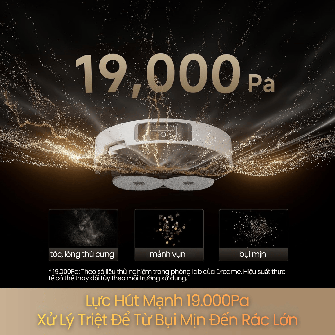 Lực Hút Siêu Mạnh 19,000Pa – Vệ Sinh Sâu Mọi Loại Sàn
