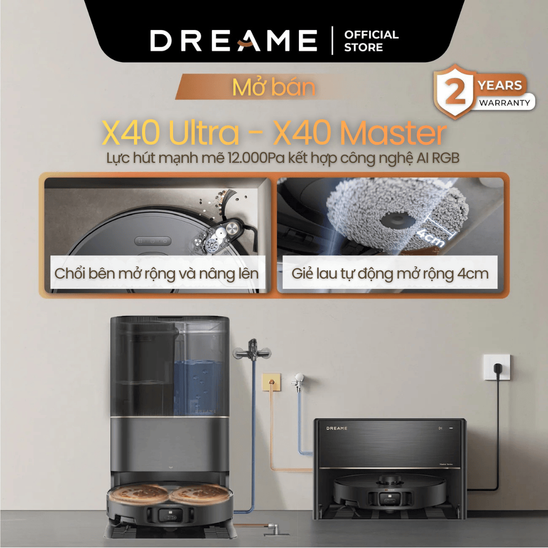 Dreame X40 Ultra & Master – Robot Hút Bụi Lau Nhà Thông Minh Đỉnh Cao Cho Gia Đình Hiện Đại