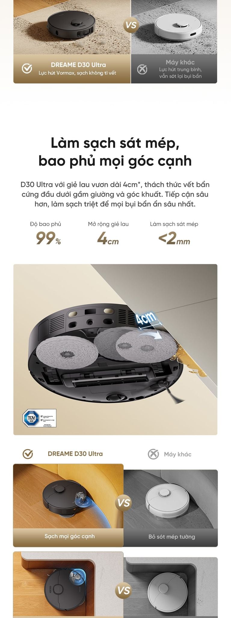 Lau sát cạnh hiệu quả với MopExtend RoboSwing™