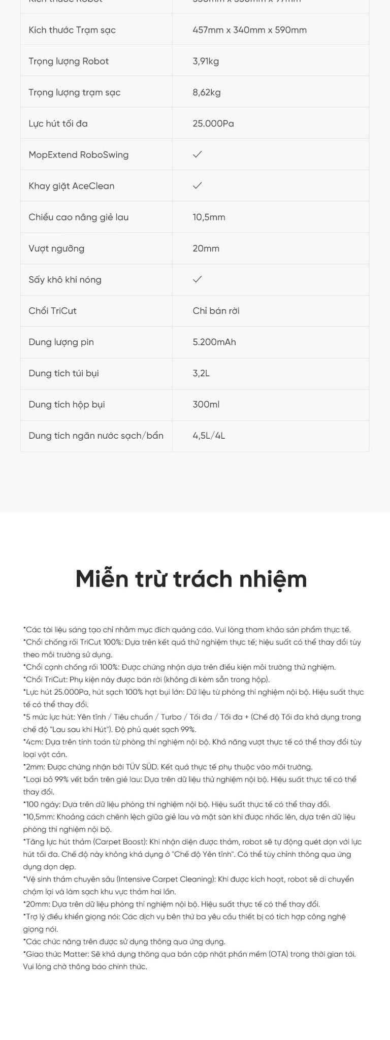 Dreame D30 Ultra - thông số kỹ thuật