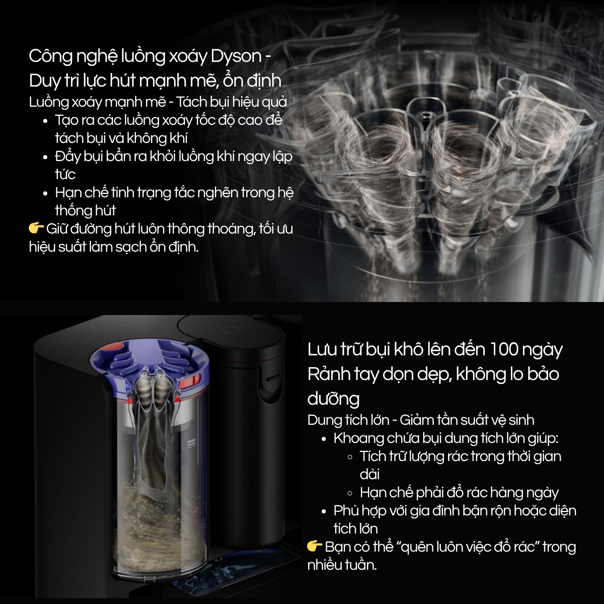 robot hút bụi tự đổ rác, robot hút bụi dock tự giặt, robot lau nhà tự cấp nước, robot hút bụi Dyson cao cấp, robot hút bụi tự động hoàn toàn