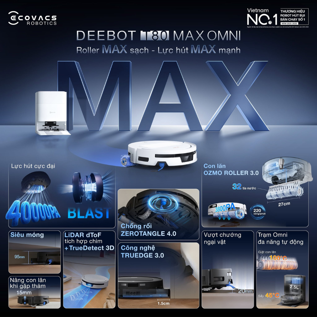 ECOVACS DEEBOT T80 MAX OMNI có gì nổi bật?