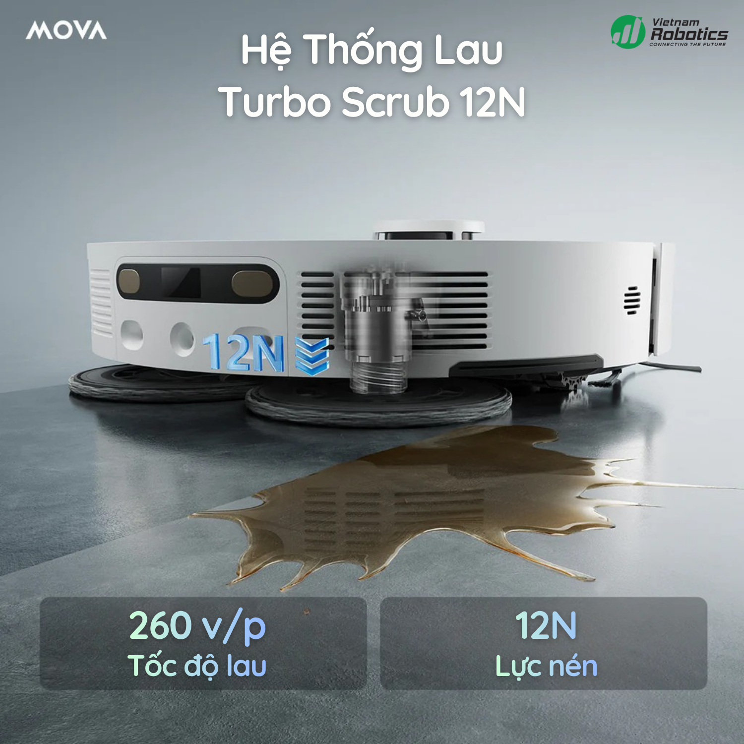 Hệ thống lau Turbo Scrub 12N - 260 vòng/phút – Lau sạch vết bẩn cứng đầu như lau tay