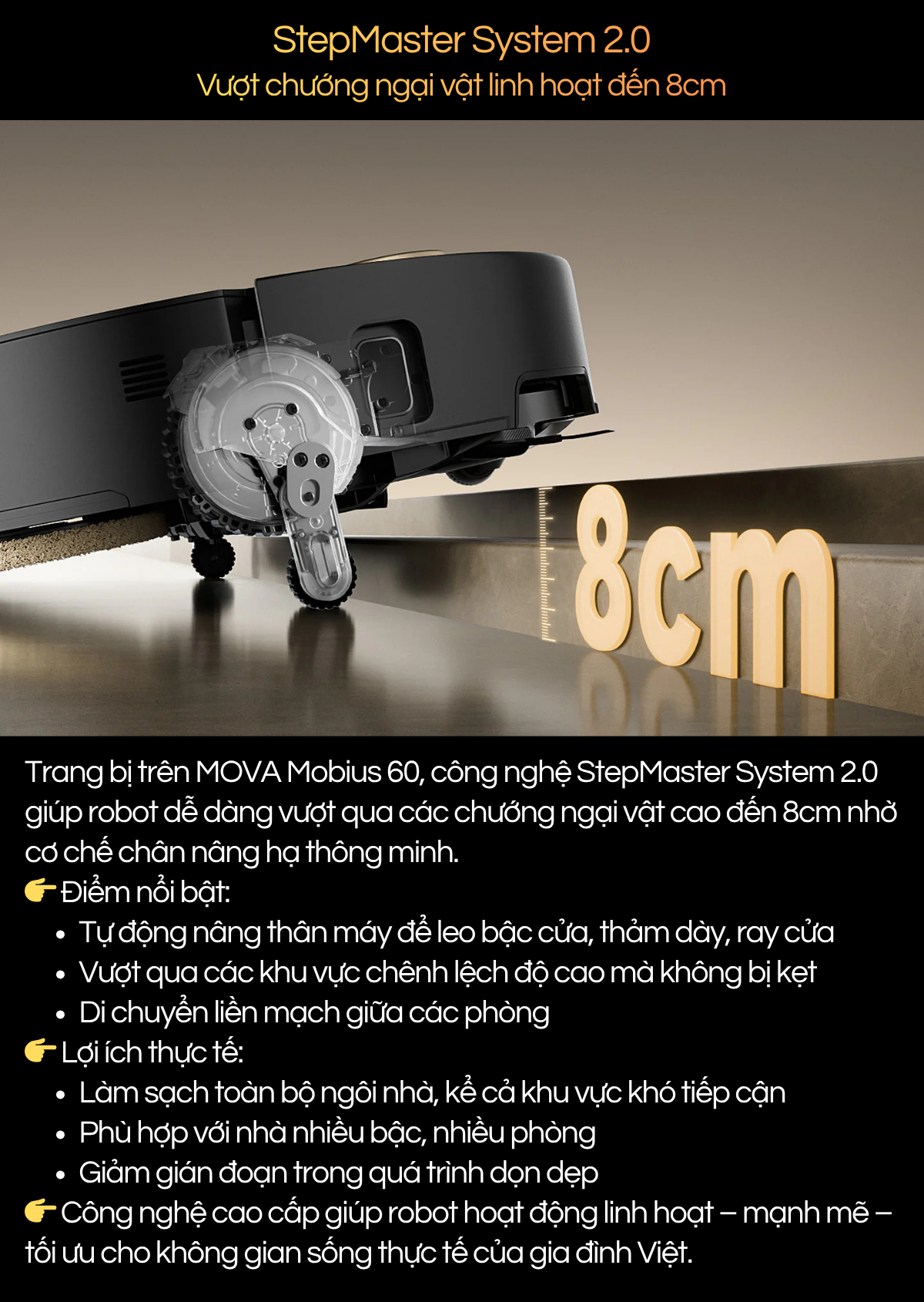 StepMaster System 2.0 Vượt chướng ngại vật linh hoạt đến 8cm