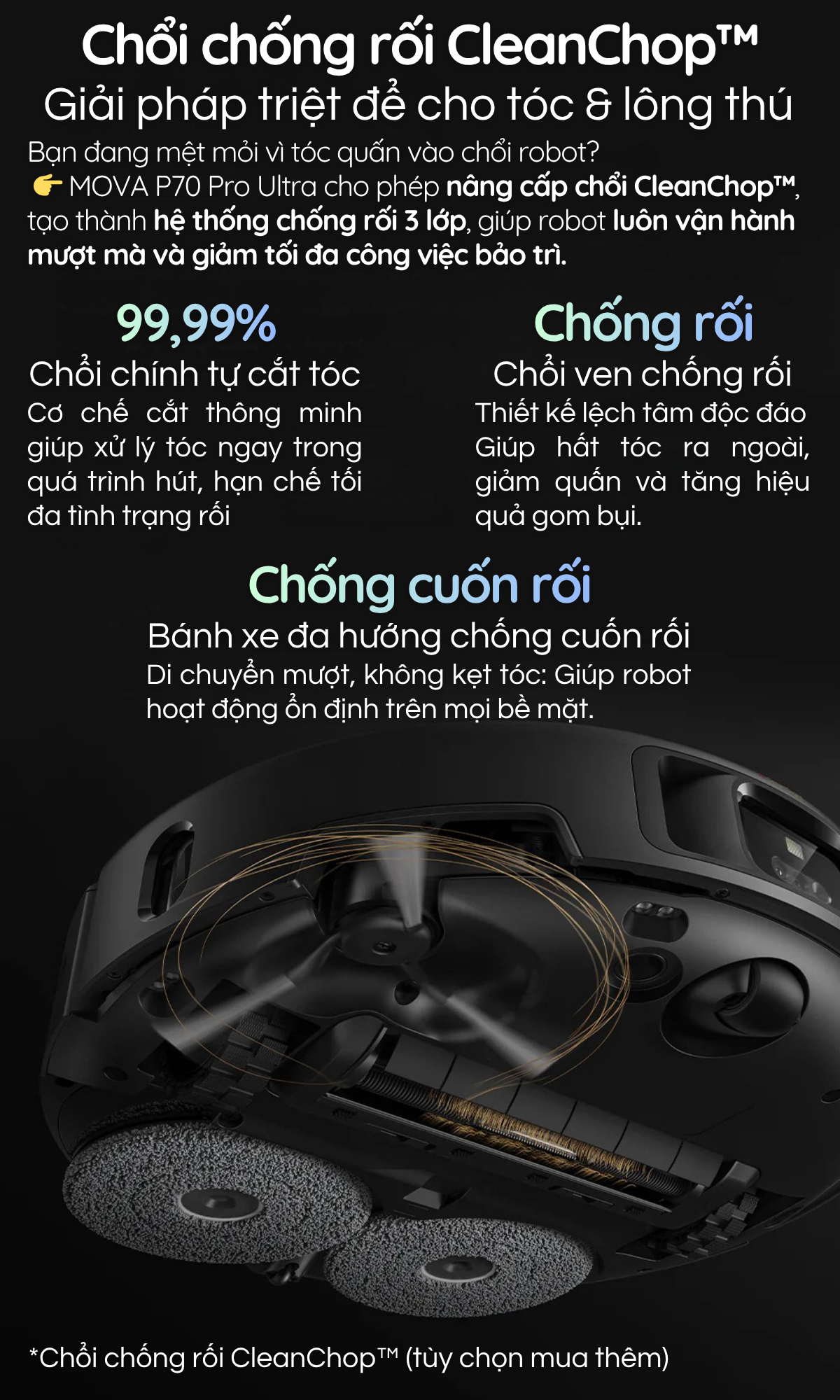 Chổi chống rối CleanChop™ Giải pháp triệt để cho tóc & lông thú