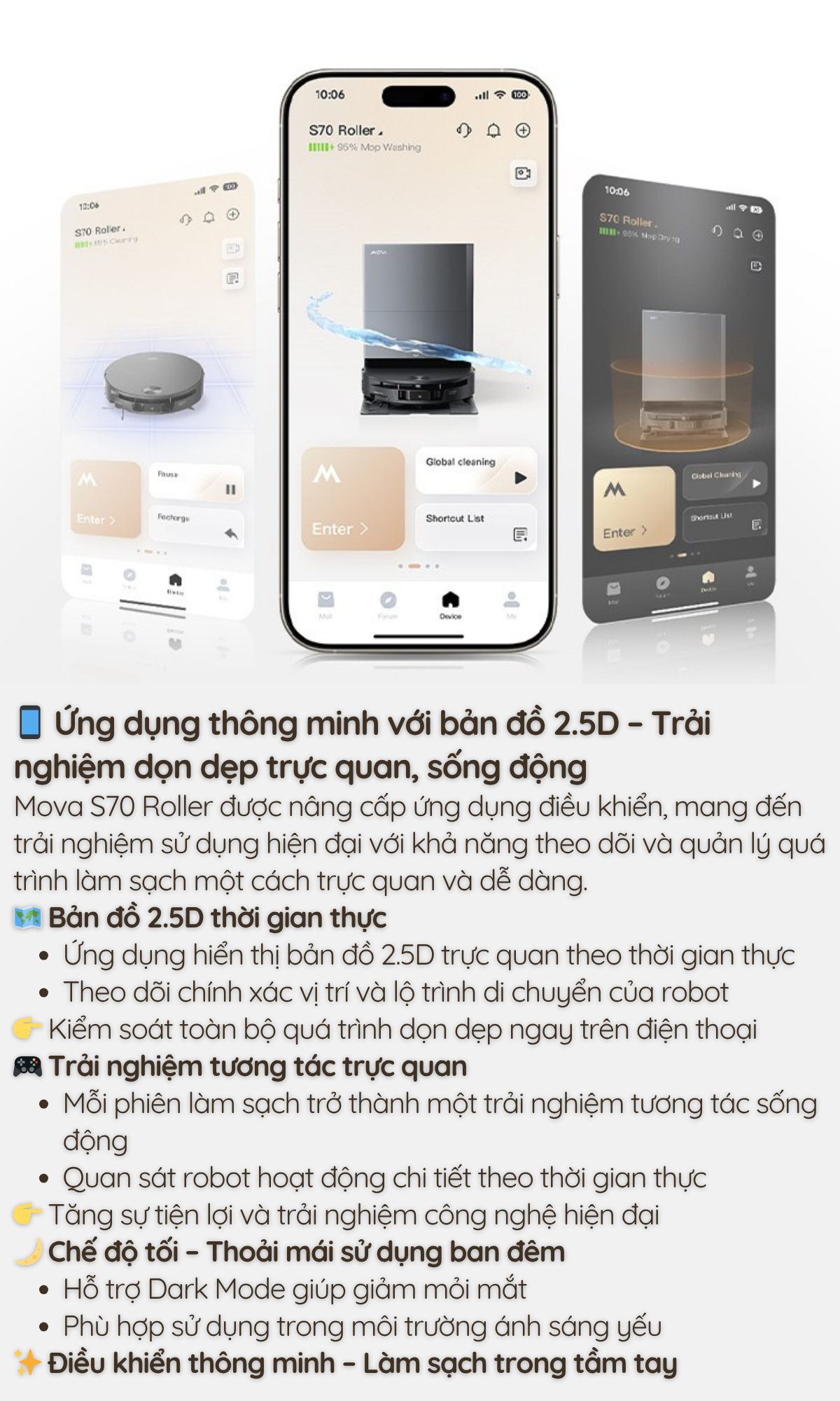 Ứng dụng thông minh với bản đồ 2.5D – Trải nghiệm dọn dẹp trực quan, sống động
