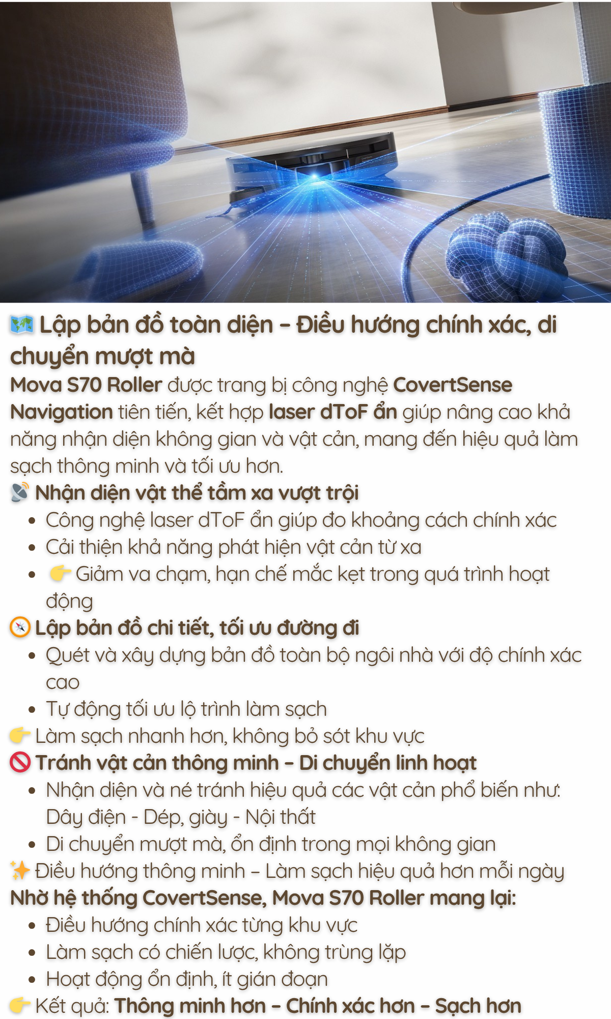 Lập bản đồ toàn diện – Điều hướng chính xác, di chuyển mượt mà