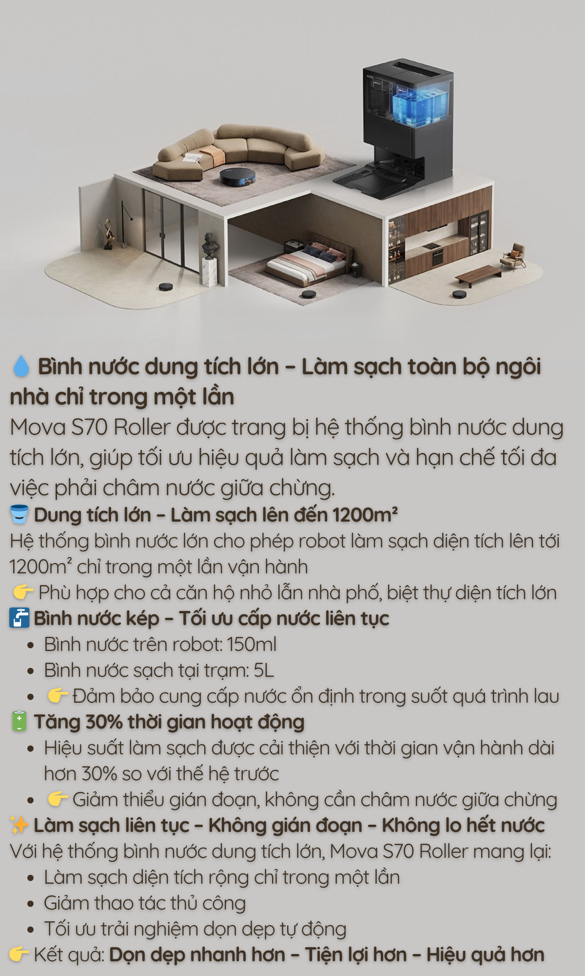 Bình nước dung tích lớn – Làm sạch toàn bộ ngôi nhà chỉ trong một lần